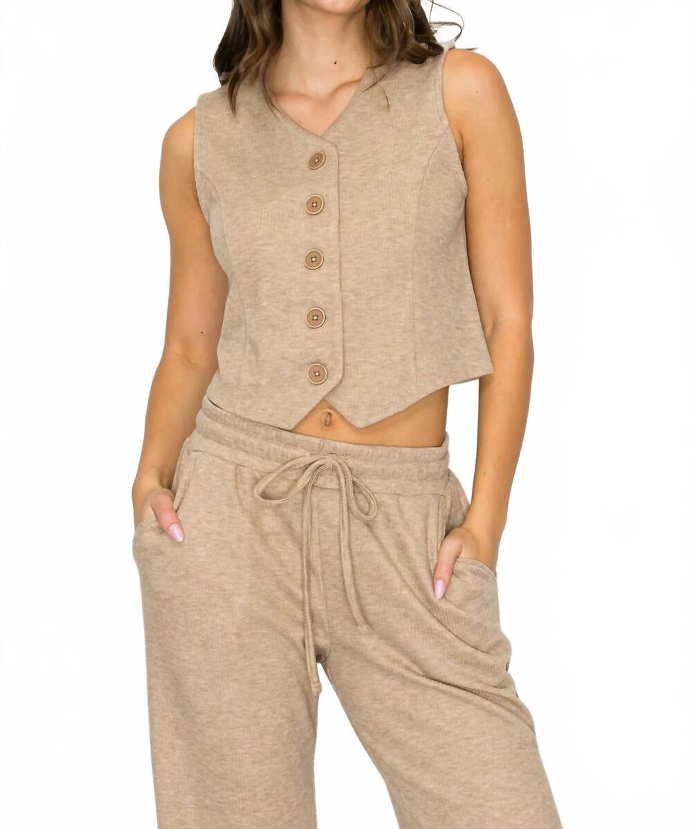 NEW KNIT RIOT sutton soft knit vest in mocha